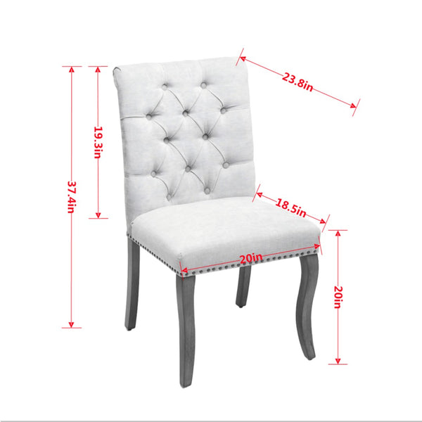 English Elm Upholstered Chenille Tufted Dining Chairs Set of 2 with Curved Wood Legs Club Style Black W1143P457781