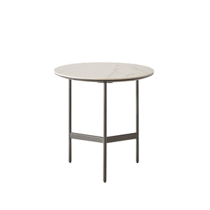 English Elm End/Side Ceramic Accent Table White+Gray - Sintered Stone Top, Metal Frame, Waterproof, Lightweight W1911P194981