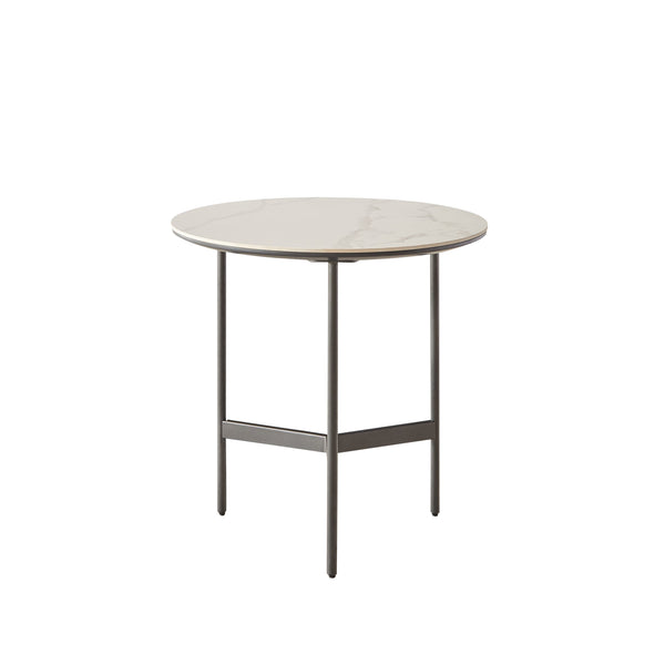 English Elm End/Side Ceramic Accent Table White+Gray - Sintered Stone Top, Metal Frame, Waterproof, Lightweight W1911P194981