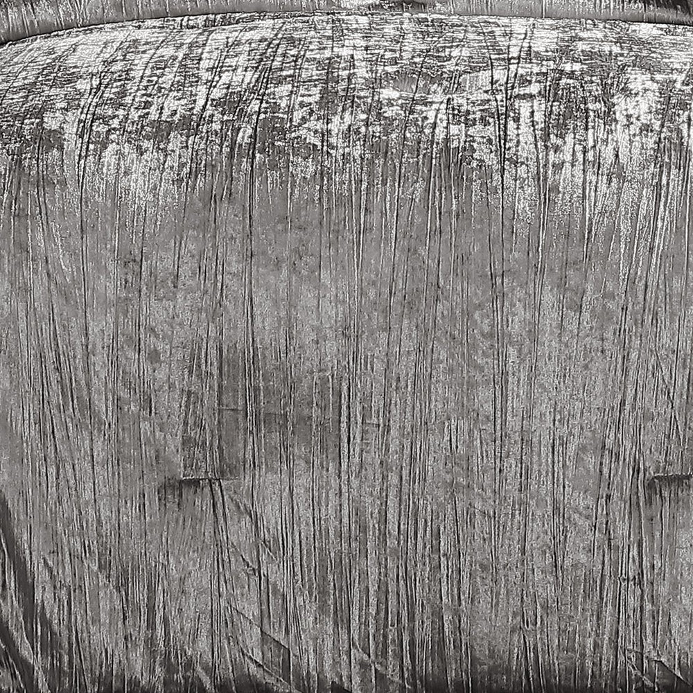 English Elm Turin Silver Crinkle Velvet 2-Piece Twin Set with Brushed Polyester Backing and Coordinating Sham B340P341988