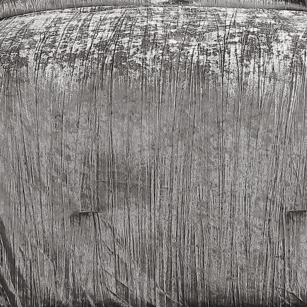 English Elm Turin Silver Crinkle Velvet 2-Piece Twin Set with Brushed Polyester Backing and Coordinating Sham B340P341988