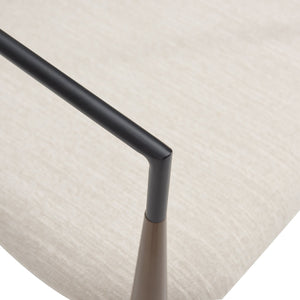 English Elm Christopher Knight Home® - Low Back Upholstered Dining Chair with Gold-Trim Iron Frame, Curved Open Backrest, Plush Comfort Beige+Black N771P249346H