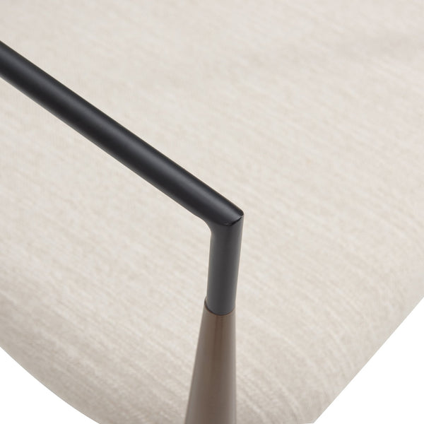 English Elm Christopher Knight Home® - Low Back Upholstered Dining Chair with Gold-Trim Iron Frame, Curved Open Backrest, Plush Comfort Beige+Black N771P249346H