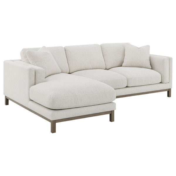 English Elm O'brien Sectional with Chaise Plush Sand Fabric Contemporary Living Room Sofa B062S01529