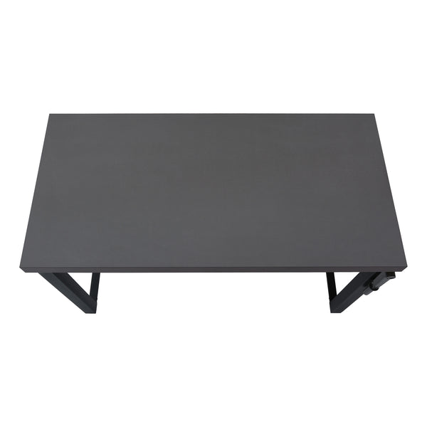 English Elm Computer Desk, Adjustable Height 29.5"-48", Sleek Grey Laminate & Black Metal For Modern Workspaces B2710P219895
