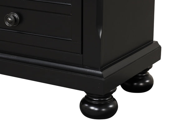 English Elm Meade Chic Nightstand with Felt-Lined Top Drawer, Full-Extension Storage, Durable Wood Veneer Finish Black 30 L x 32.8 W x 21.5 H B078P301542