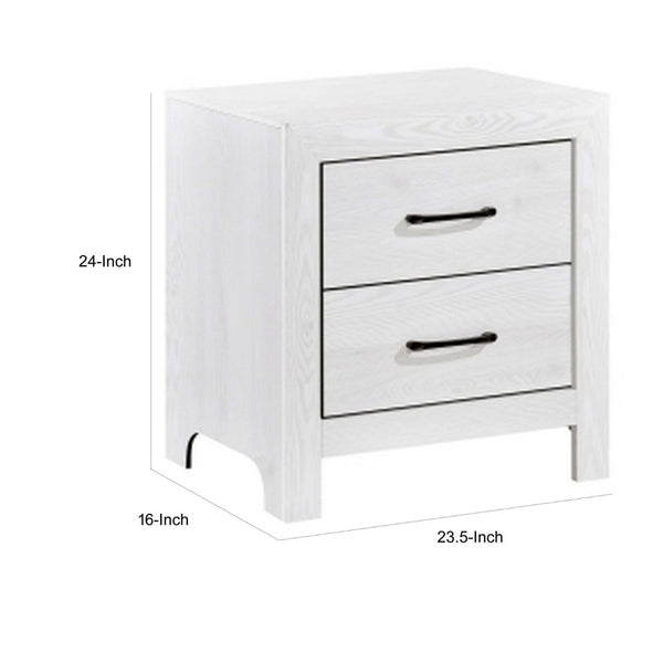 English Elm Eby White 2 Drawer Nightstand with Black Nickel Pulls for Modern Bedroom B056P416878