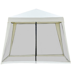 English Elm Outsunny 10x10 Slant Leg Canopy Tent with Mesh Walls Uv Polyester Outdoor Shade W2225P200893