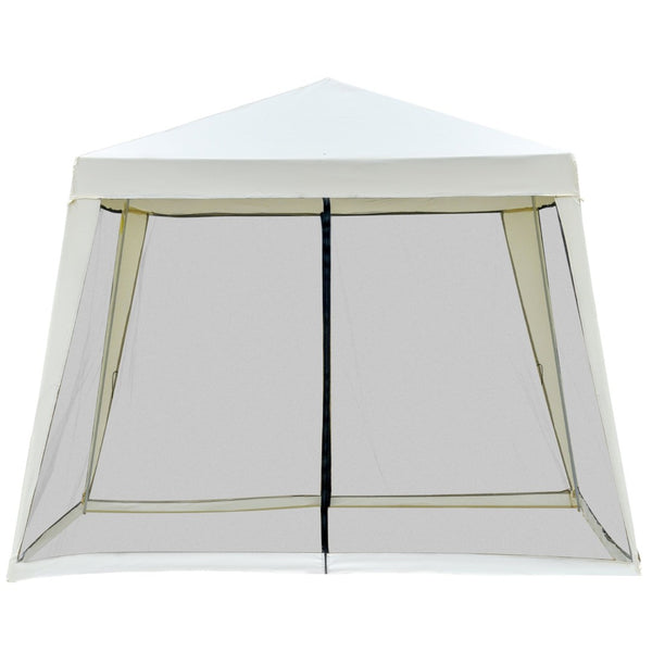 English Elm Outsunny 10x10 Slant Leg Canopy Tent with Mesh Walls Uv Polyester Outdoor Shade W2225P200893