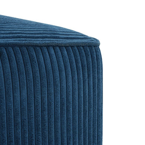 English Elm Upholstered Corduroy Square Ottoman Plywood Frame Sectional Footrest for Living Room Navy Blue N757P414087L