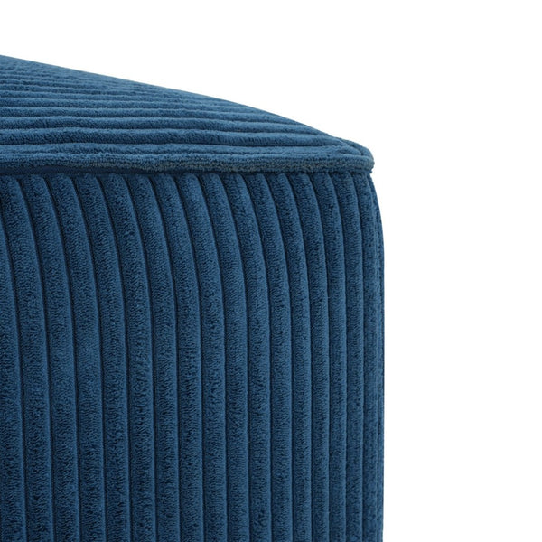 English Elm Upholstered Corduroy Square Ottoman Plywood Frame Sectional Footrest for Living Room Navy Blue N757P414087L