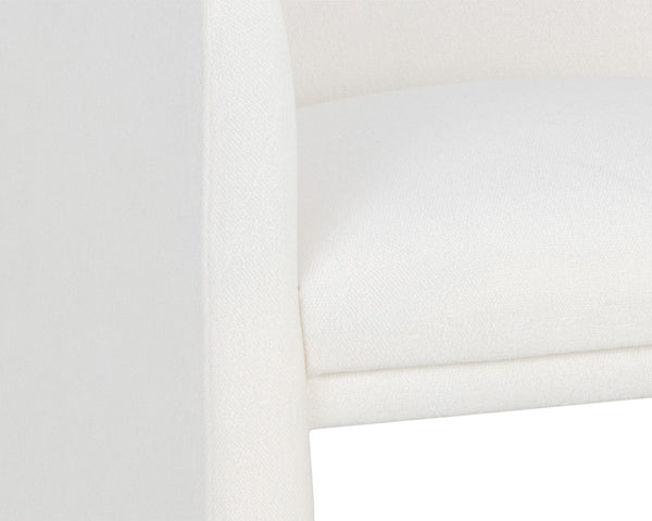 Sunpan JAIME Dining Armchair - Luxurious Fior Vanilla Upholstered Chair with Gold Base for Modern Elegance 110833