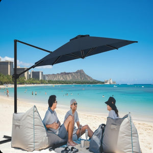 English Elm 11 Ft Cantilever Patio Umbrella Upf 50 Plus Aluminum Pole with Foot Pedal Rotation B082P454951