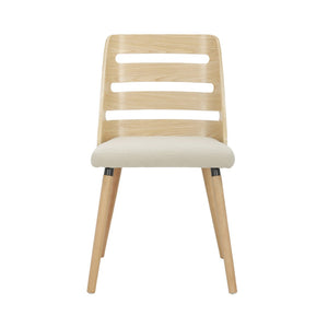 English Elm Dining/accent Chair Solid Wood Tapered Legs Cream Upholstery Mid-century Modern Seating B202P471340