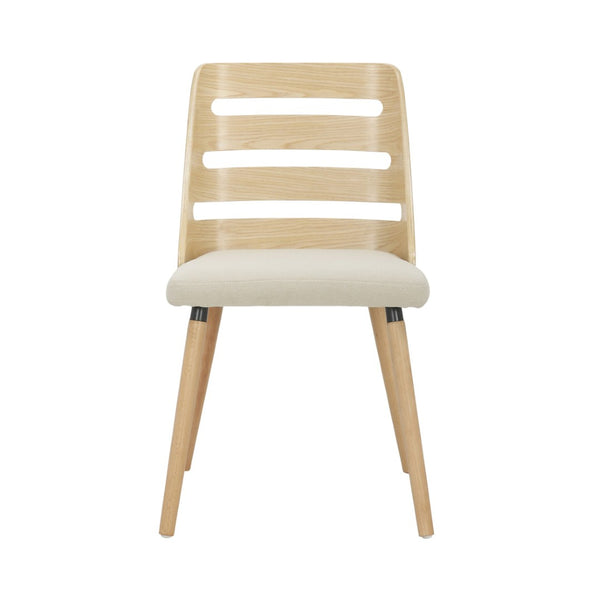 English Elm Dining/accent Chair Solid Wood Tapered Legs Cream Upholstery Mid-century Modern Seating B202P471340