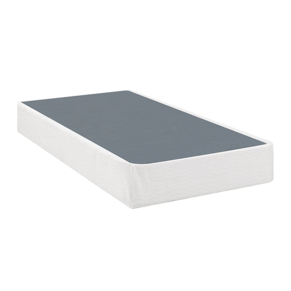 English Elm Twin Metal Mattress Foundation with Textured White Cover, 350lb Capacity, 38" x 74" x 8.5"H Support Frame B011P197734
