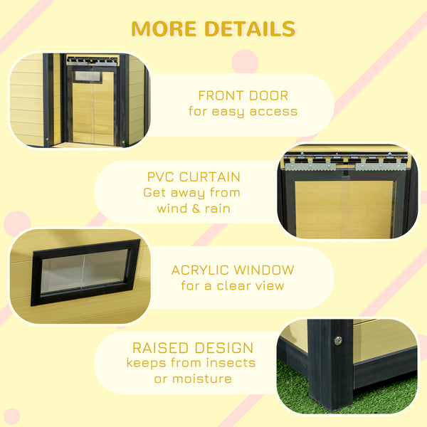 English Elm PawHut Weatherproof Outdoor Cat House with Raised Floor, Garden Planter & Multiple Entrances for Comfort and Play Natural Wood W2225P217562