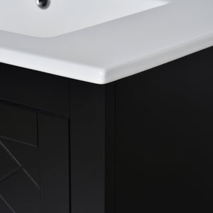 English Elm 30'' Elegant Bathroom Vanity Combo With Ceramic Sink, Storage Cabinet, 3 Drawers & Soft-Close Doors N710P191970B