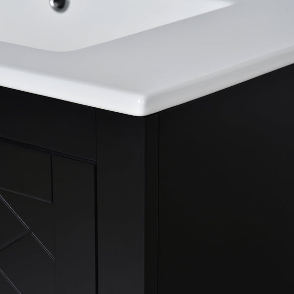 English Elm 30'' Elegant Bathroom Vanity Combo With Ceramic Sink, Storage Cabinet, 3 Drawers & Soft-Close Doors N710P191970B