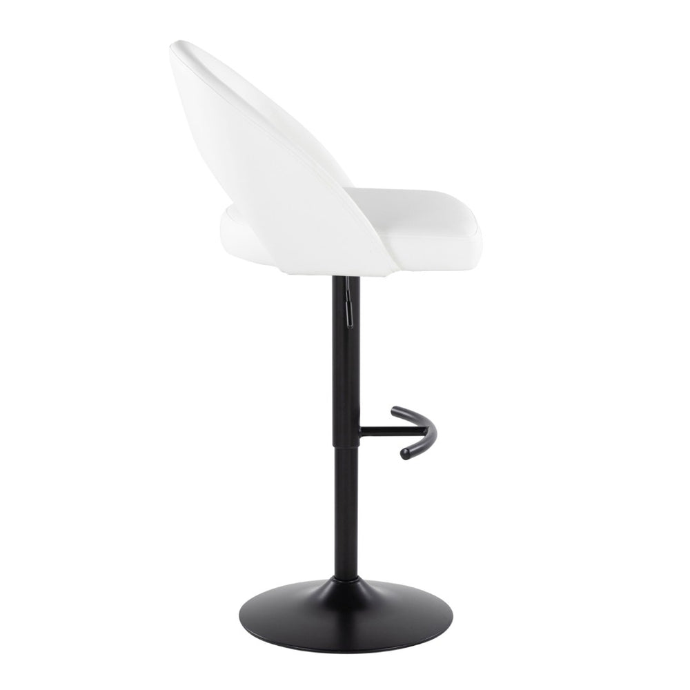 English Elm Adjustable Swivel Barstools Set of 2 Faux Leather Padded Seat Black Metal Base B202S02010