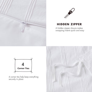 JLA Home Super Listing - Woven Logan Duvet Set with Subtle Striped Texture, Brushed Microfiber Reverse, Durable & Easy Care White AM12-0588