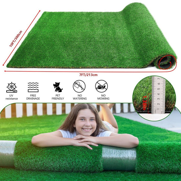 English Elm 7ftx10ft Outdoor Synthetic Turf Mat Realistic Four Tone Blades Pet Friendly Patio Rug W1790P351206
