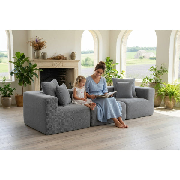 English Elm Modular Low Profile Sectional Sofa Plush Chenille Upholstery for Cozy Living Rooms W3326S00031