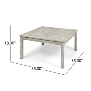 English Elm Christopher Knight Home® - PERLA Acacia Wood 3-Seater Sofa and Table Set with Water-Resistant Removable Cushions, Slat Top Durability Dark Gray 58941.00L-M-RLDGRY-59098.00GRY