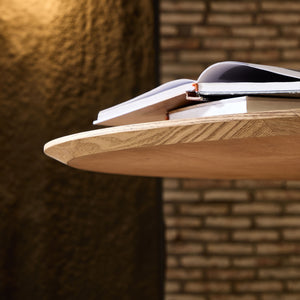 English Elm 46.45 Round MDF Dining Table with Slatted Tambour Oak Finish — Versatile Small Space Accent Table W876P254359