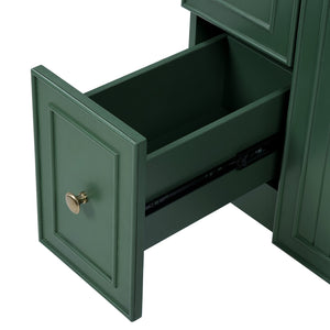 English Elm 24" Forest Green Bathroom Vanity Cabinet with Ceramic Sink, Soft-Close Door, 2 Drawers, Open-Back Access for Easy Plumbing and Durable Solid-Wood Frame N729P264336G