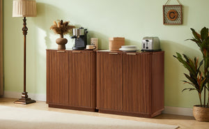 English Elm 31.5'' Buffet Cabinet Sideboard with Curved Wave Front, Compact Storage Console for Entryway & Living Areas Walnut W1820P352261