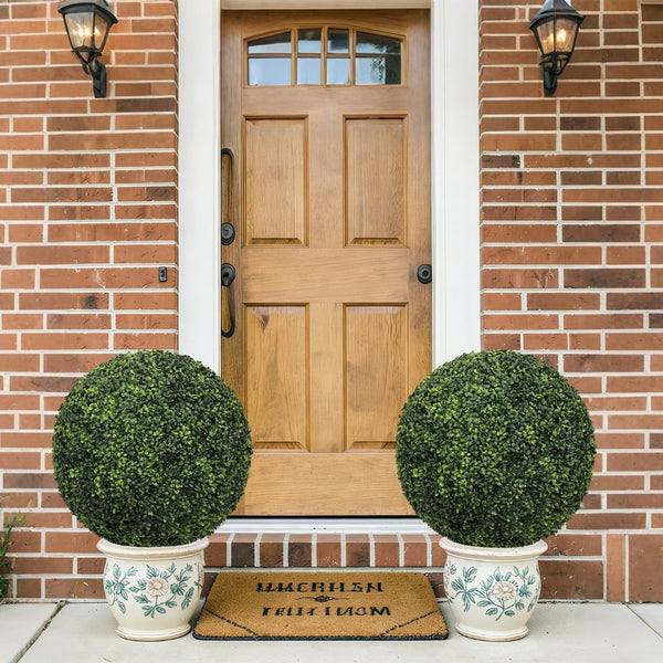 English Elm 22.4in Faux Boxwood Spheres Uv Resistant Outdoor Topiary Set for Porch Patio Garden W2945P460788