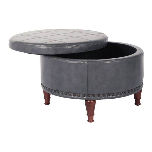 OSP Home Furnishings Alloway Storage Ottoman Pewter
