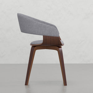 English Elm Ridley Bentwood Dining Chair Light Grey Linen-Look Upholstered Mid-Century Modern Curved Comfort B2732P253620