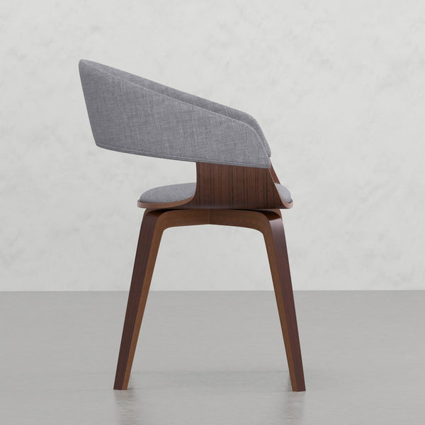 English Elm Ridley Bentwood Dining Chair Light Grey Linen-Look Upholstered Mid-Century Modern Curved Comfort B2732P253620