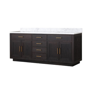 English Elm Abbey 80" Black Oak Double Vanity with Carrara Marble Top, Solid Wood Frame, Soft-Close Drawers B2731P260860