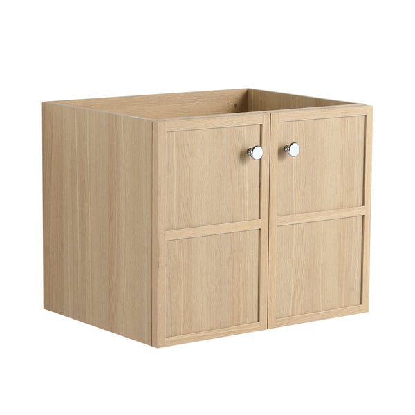 English Elm 24" Wall Vanity Cabinet Oak Finish, Wall-Mounted Floating Design, 2 Soft-Closing Doors, Plywood W1972P265272