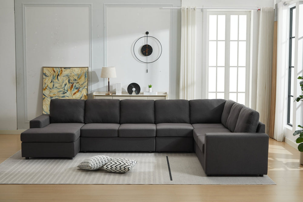 English Elm Large Modular L Shaped Sectional Sofa with Plush Cushions for Contemporary Living Rooms B2730S00053