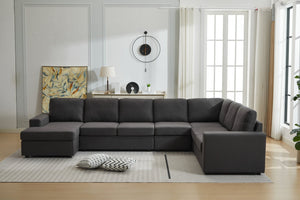 English Elm Large Modular L Shaped Sectional Sofa with Plush Cushions for Contemporary Living Rooms B2730S00053