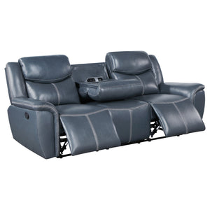 English Elm Stanwicke Blue Motion Reclining Sofa With Drop-Down Table: Modern Comfort & Elegant Design B062P354055-GIGA