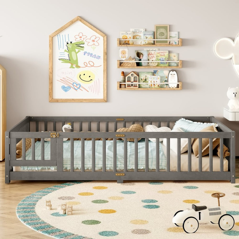 English Elm Twin Xl White Iron Loft Bed with Guardrails and Ladder for Dorm or Teen Room W1580P433579