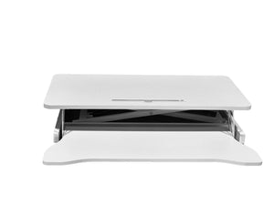 English Elm 32 Inch Sit-Stand Desk Converter, Height Adjustable to 19.8", Dual Monitor/Laptop Workstation, White, Sturdy W2641P251901