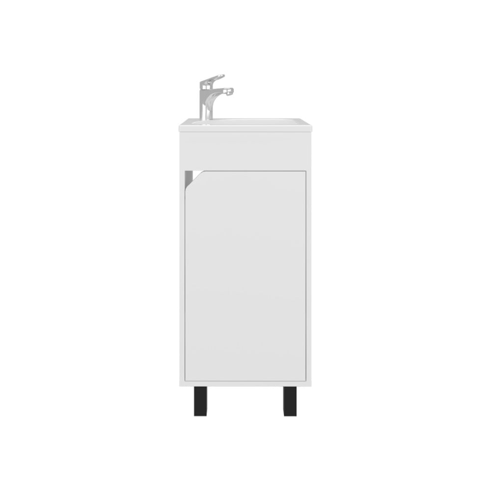 English Elm Everett Wall Mounted Bathroom Vanity Cabinet with Shelved Storage in Modern Lacquer White B092P439902