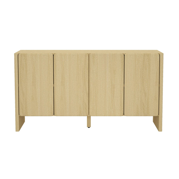 English Elm Linda 60" Sideboard with Soft-Close Doors, Adjustable Shelves, Cable Management, Minimalist Design Oak B365P397674