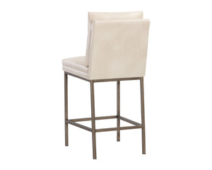 Sunpan Paige Stylish Barstool with Comfortable Faux Leather Seat and Antique Brass Legs for Elegant Spaces Bravo Cream