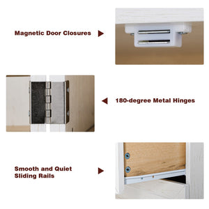 English Elm K&k Farmhouse Pantry Cabinet Tall Freestanding Kitchen Storage with Drawers Shelves White N707P356569W