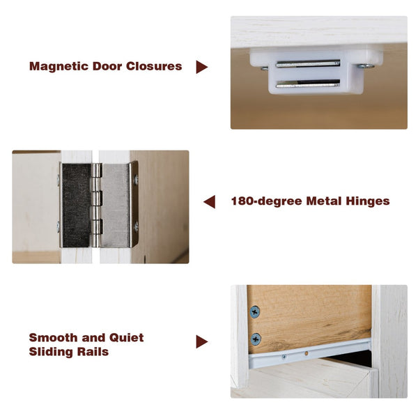 English Elm K&k Farmhouse Pantry Cabinet Tall Freestanding Kitchen Storage with Drawers Shelves White N707P356569W