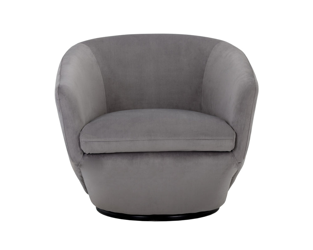 Sunpan Treviso Modern Swivel Lounge Chair with Angular Base - Stylish, Durable, and Easy to Clean Design Antonio Charcoal