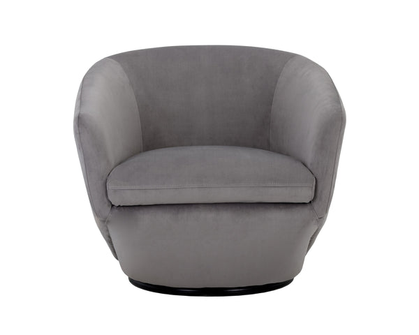 Sunpan Treviso Modern Swivel Lounge Chair with Angular Base - Stylish, Durable, and Easy to Clean Design Antonio Charcoal