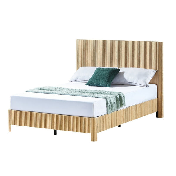 English Elm Full Platform Bed Corrugated Wood Ribbed Headboard Farmhouse Contemporary Frame Oak W1820P423200